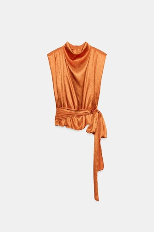 Атласный топ с бантом- Заказать в России