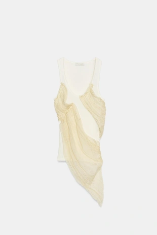 Комбинированный топ в рубчик- Заказать в России