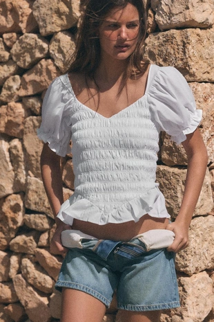 Топ комбинированный со сборками- Заказать в России