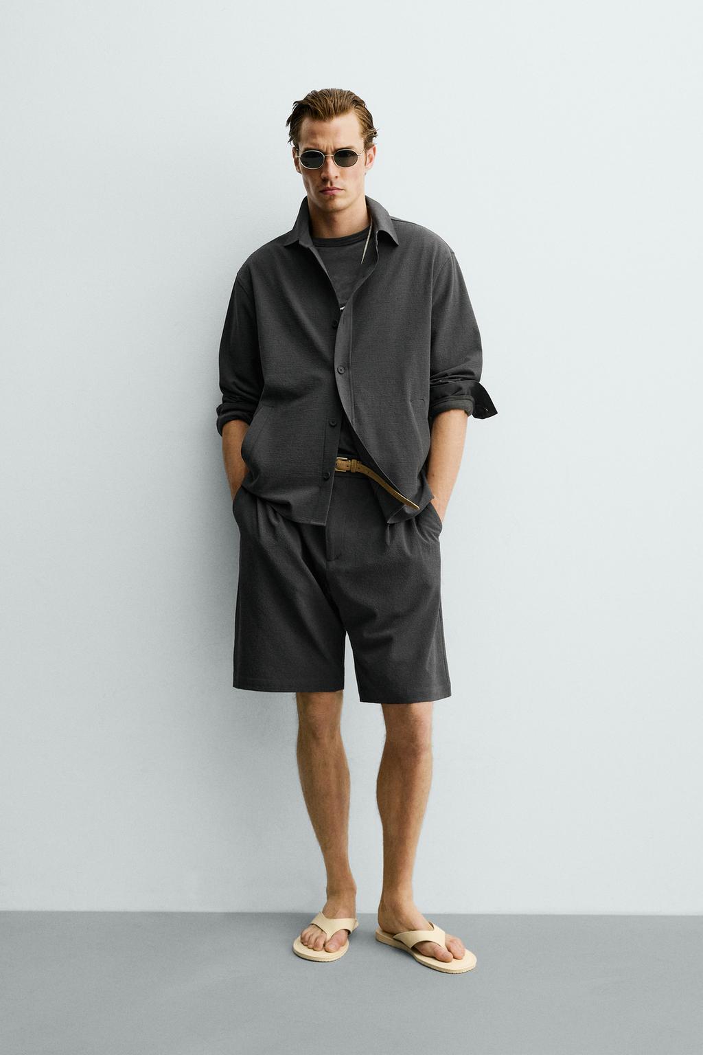 КУРТКА-РУБАШКА СВОБОДНОГО КРОЯ ИЗ ТКАНИ С НЕРАВНОМЕРНОЙ ТЕКСТУРОЙ