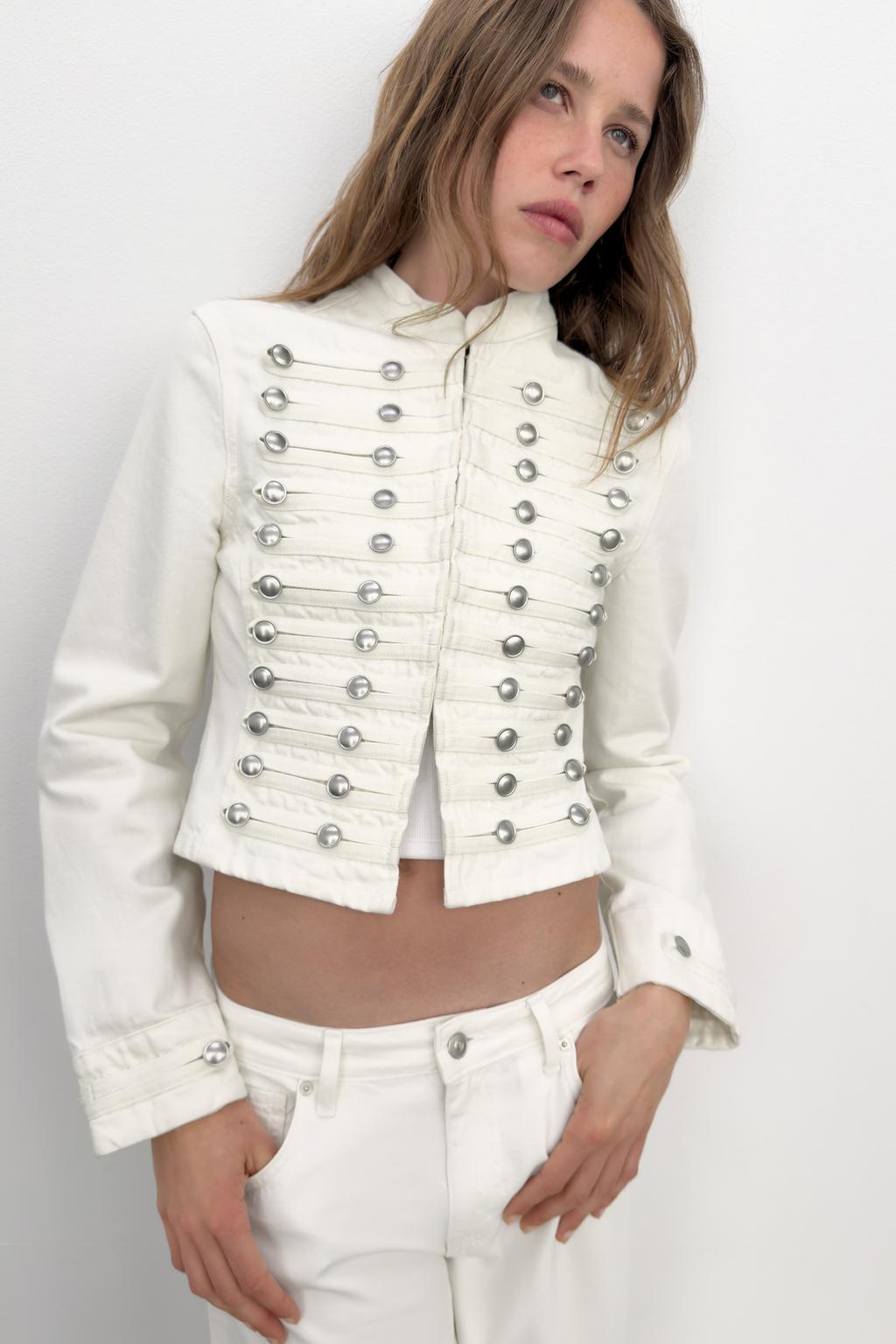 ПРИТАЛЕННАЯ ДЖИНСОВАЯ КУРТКА TRF НА ПУГОВИЦАХ