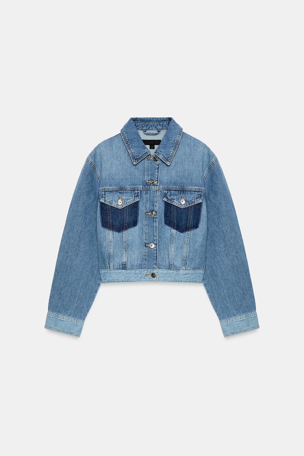 УКОРОЧЕННАЯ КОМБИНИРОВАННАЯ ДЖИНСОВАЯ КУРТКА Z1975