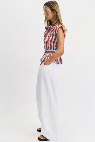 Блуза в полоску с узлом- Заказать в России