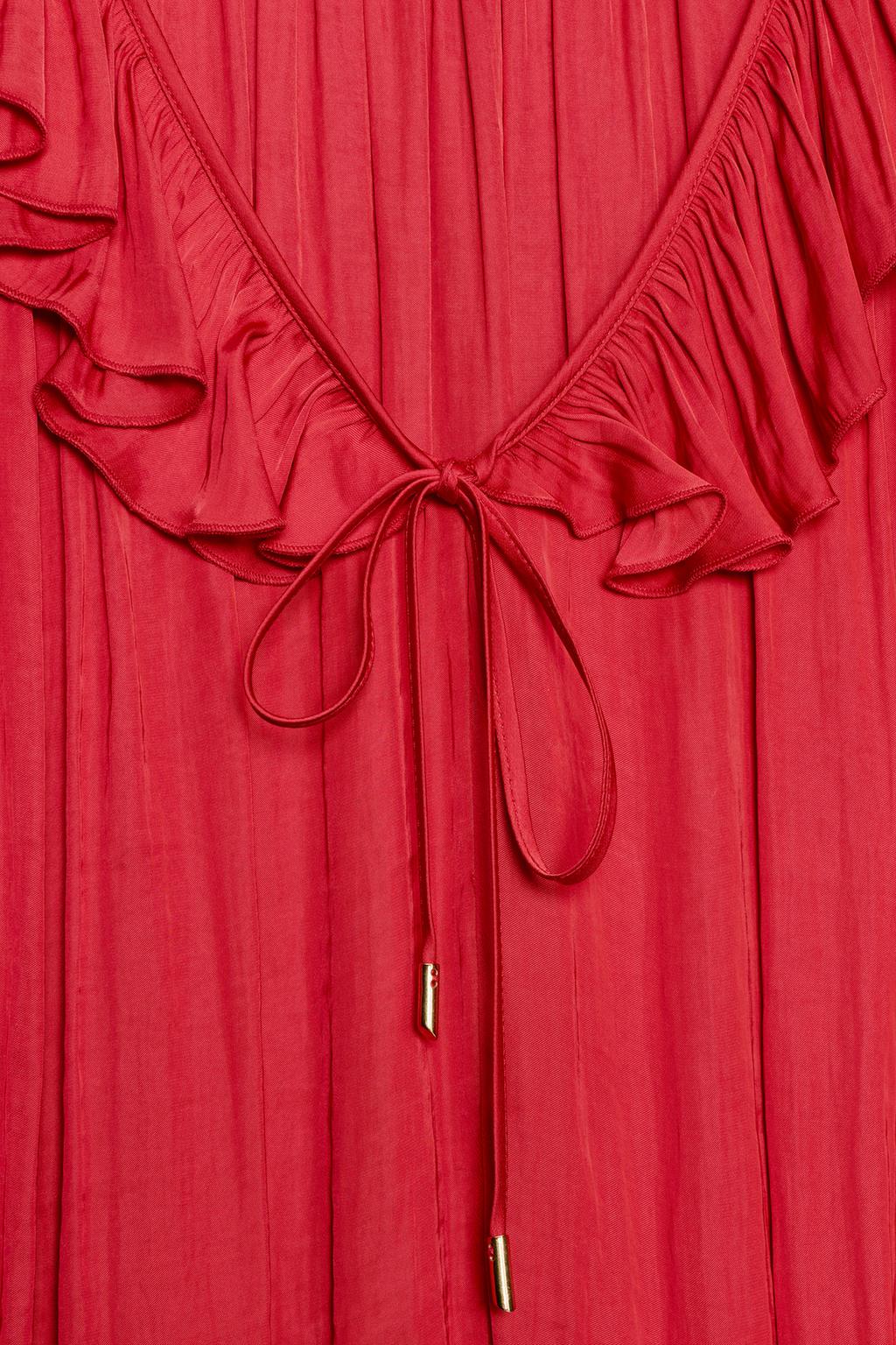 АТЛАСНАЯ БЛУЗА С ВОЛАНАМИ И ПОДПЛЕЧНИКАМИ