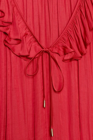 Атласная блуза с воланами и подплечниками- Заказать в России