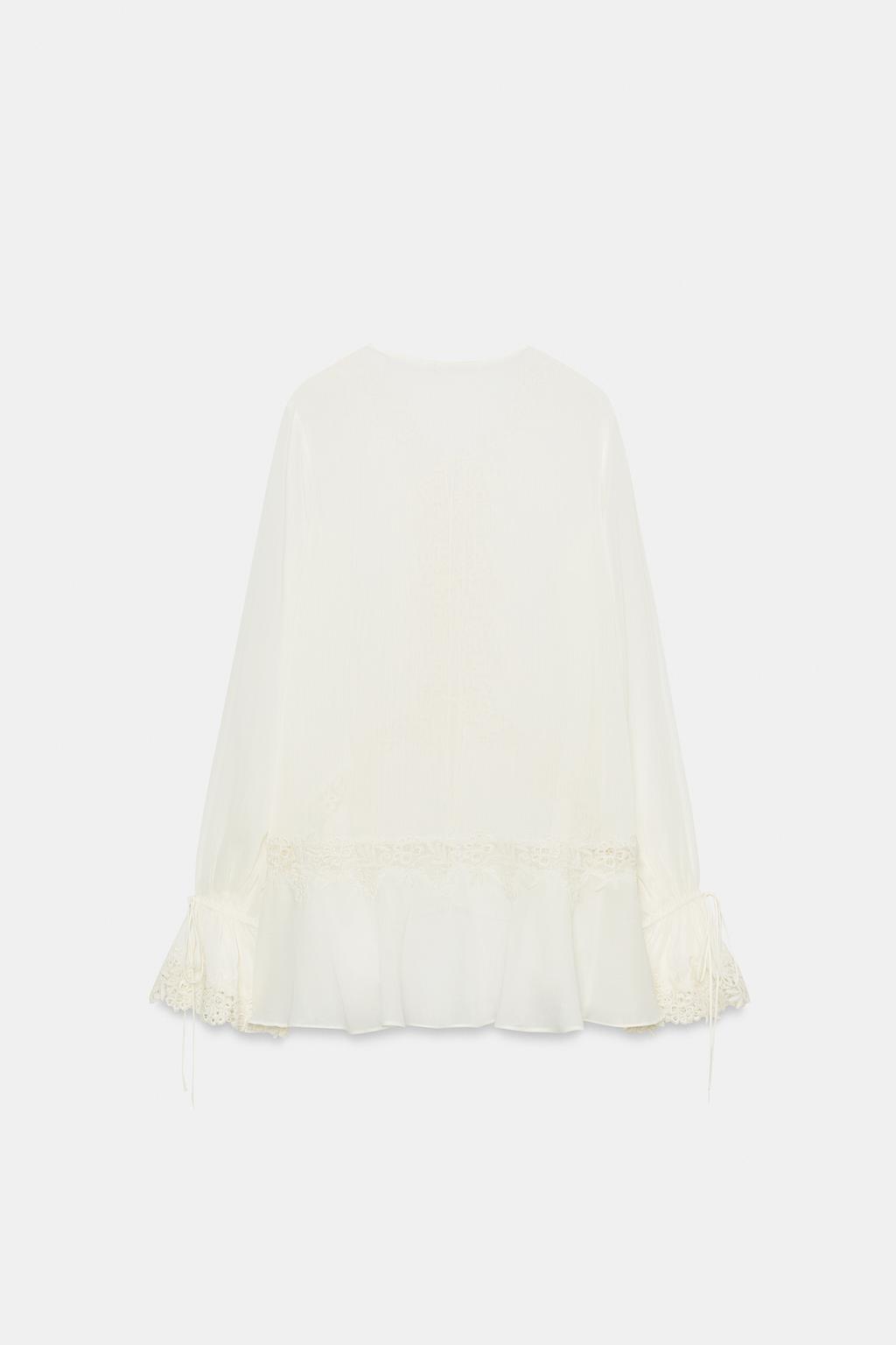 КОМБИНИРОВАННАЯ БЛУЗА С КРУЖЕВОМ — ZW COLLECTION