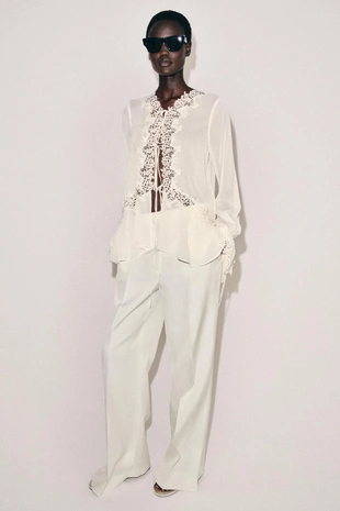 Комбинированная блуза с кружевом — Zw Collection- Заказать в России