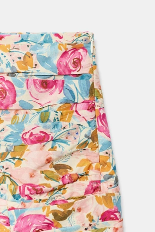 Мини-юбка со сборками и цветочным принтом- Заказать в России