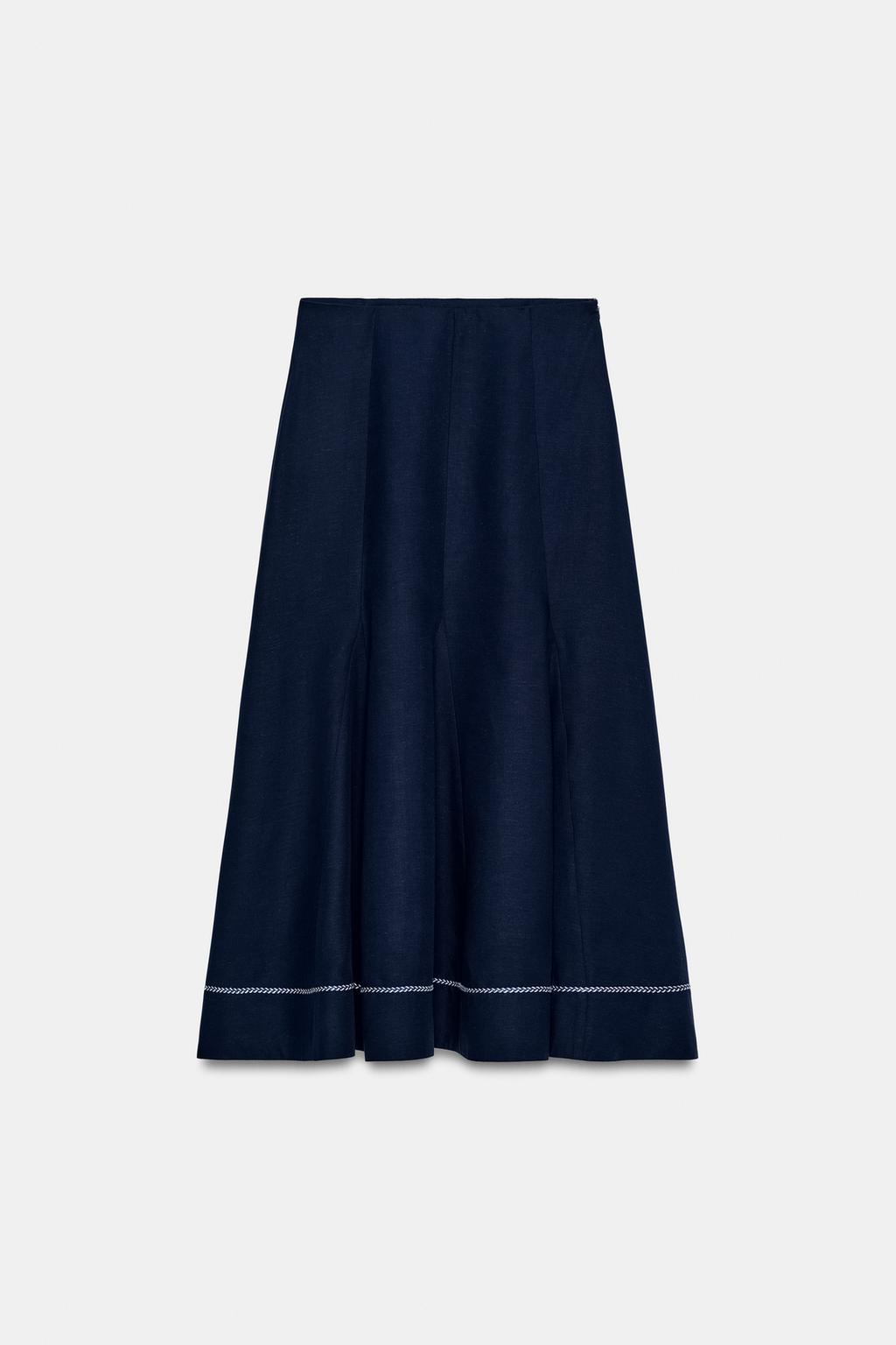 РАСКЛЕШЕННАЯ ЮБКА МИДИ С ВЫШИВКОЙ