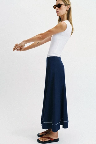 Расклешенная юбка миди с вышивкой- Заказать в России