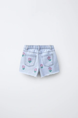 Джинсовые шорты Mom Fit с вышивкой- Заказать в России