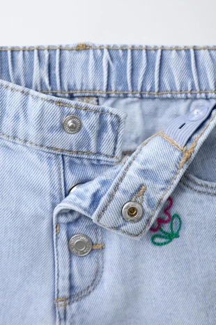 Джинсовые шорты Mom Fit с вышивкой- Заказать в России