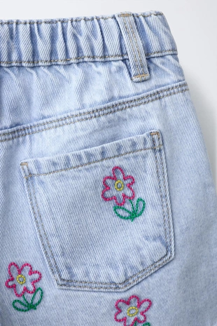 Джинсовые шорты Mom Fit с вышивкой- Заказать в России