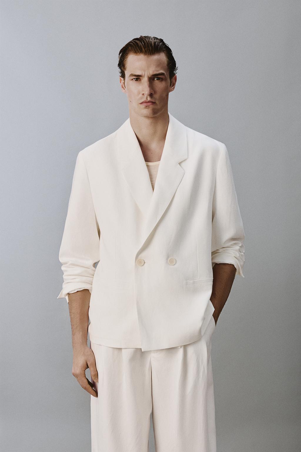 ДВУБОРТНЫЙ БЛЕЙЗЕР ИЗ ВИСКОЗЫ И ЛЬНА