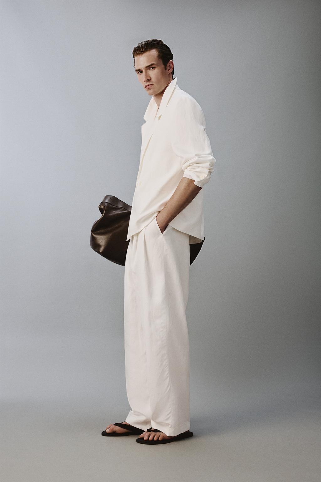 ДВУБОРТНЫЙ БЛЕЙЗЕР ИЗ ВИСКОЗЫ И ЛЬНА