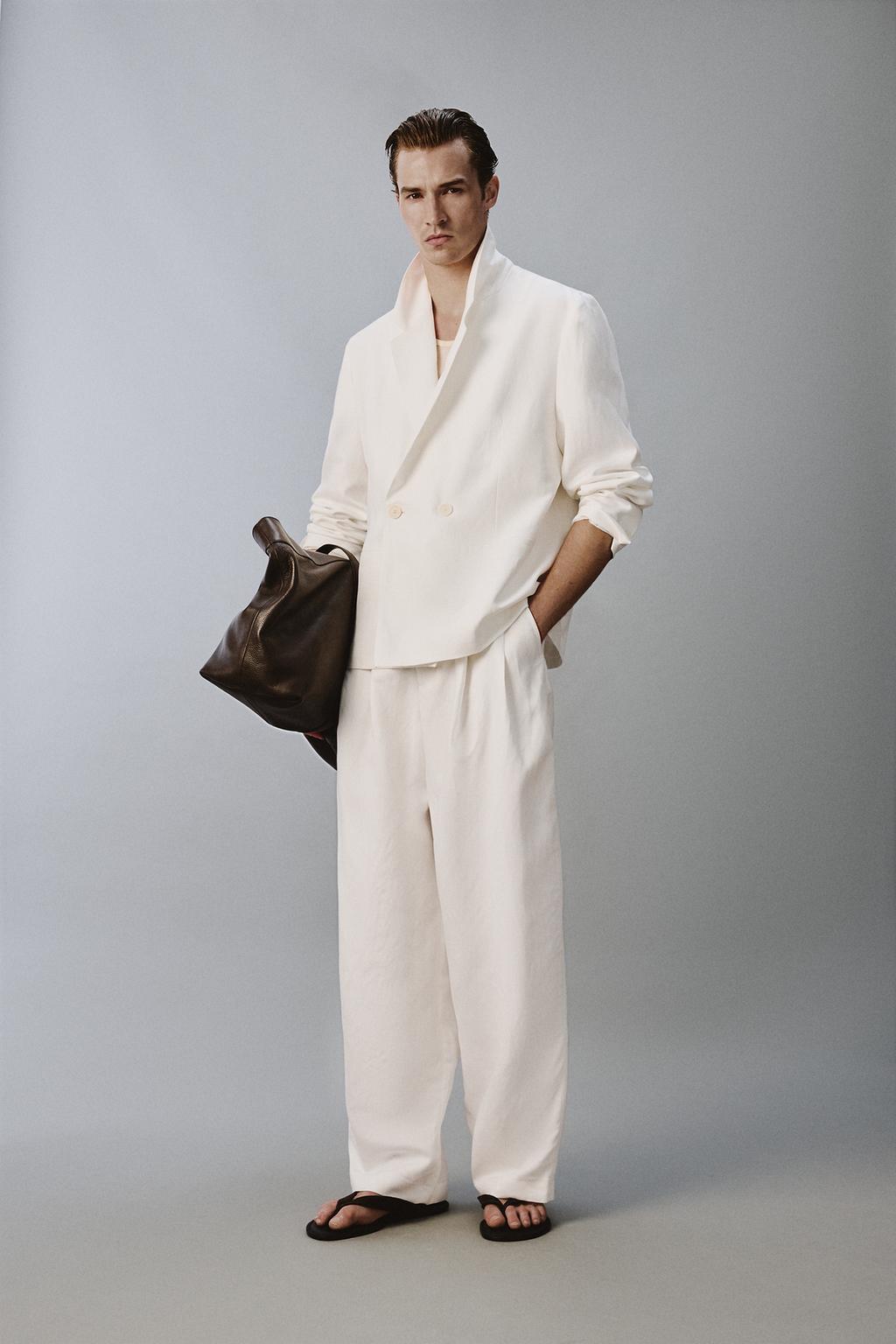 ДВУБОРТНЫЙ БЛЕЙЗЕР ИЗ ВИСКОЗЫ И ЛЬНА