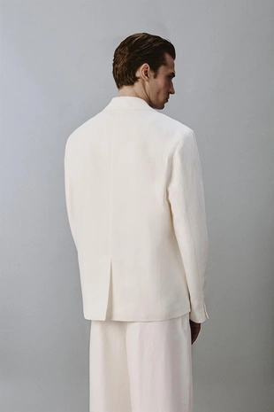 Двубортный блейзер из вискозы и льна- Заказать в России