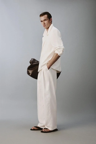 Двубортный блейзер из вискозы и льна- Заказать в России