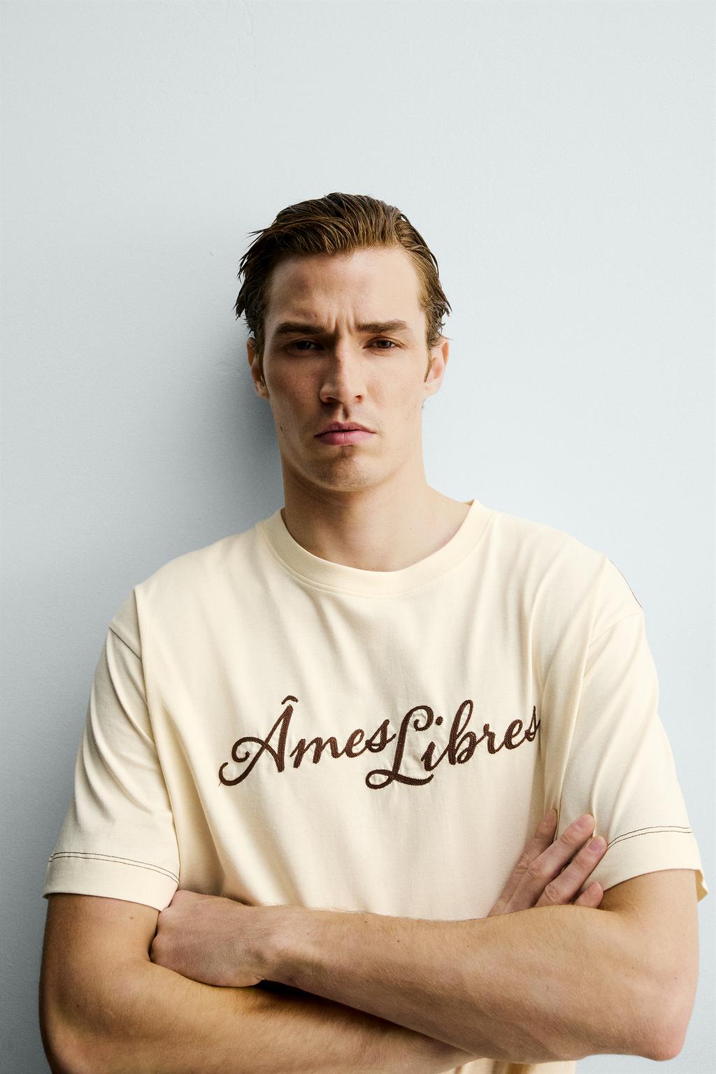 ФУТБОЛКА RELAXED FIT С ВЫШИТОЙ НАДПИСЬЮ