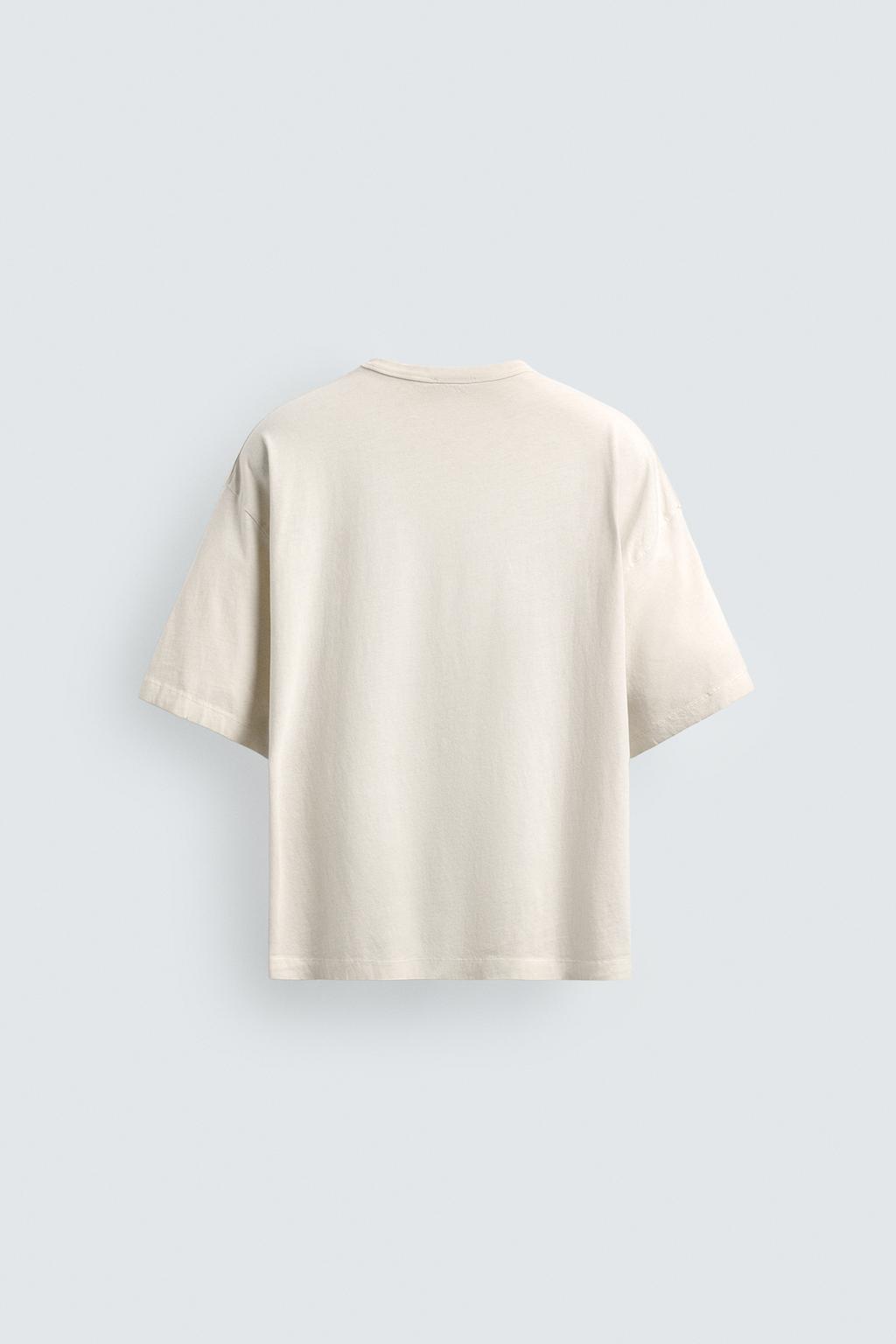 ФУТБОЛКА ИЗ ТКАНИ С ЭФФЕКТОМ ПОТЕРТОСТИ С НАДПИСЬЮ МАРКЕРОМ