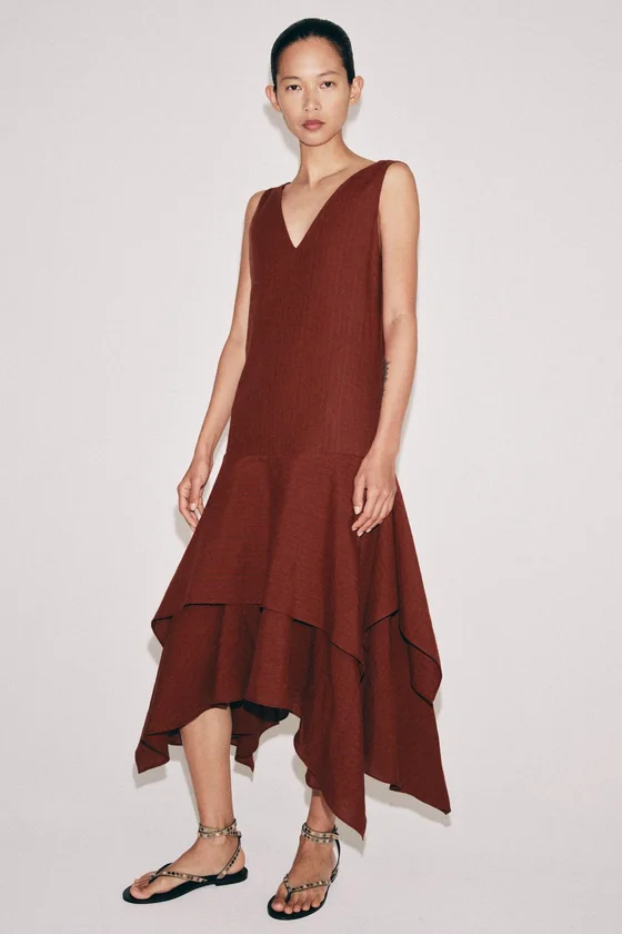 АСИММЕТРИЧНОЕ ПЛАТЬЕ В ПОЛОСКУ — коллекция Zara «ZW»