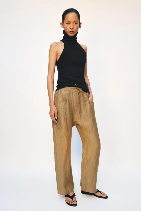 БРЮКИ ИЗ СМЕСОВОГО ЛЬНА — коллекция Zara «ZW»