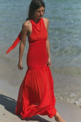 Платье халтер с объемной юбкой- Заказать в России