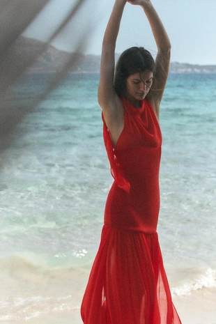 Платье халтер с объемной юбкой- Заказать в России