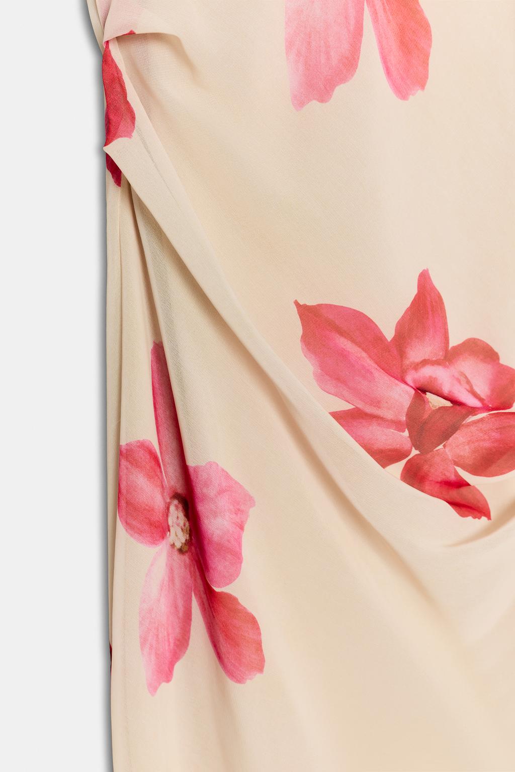 ПЛАТЬЕ МИДИ С ЦВЕТОЧНЫМ ПРИНТОМ СО СБОРКАМИ