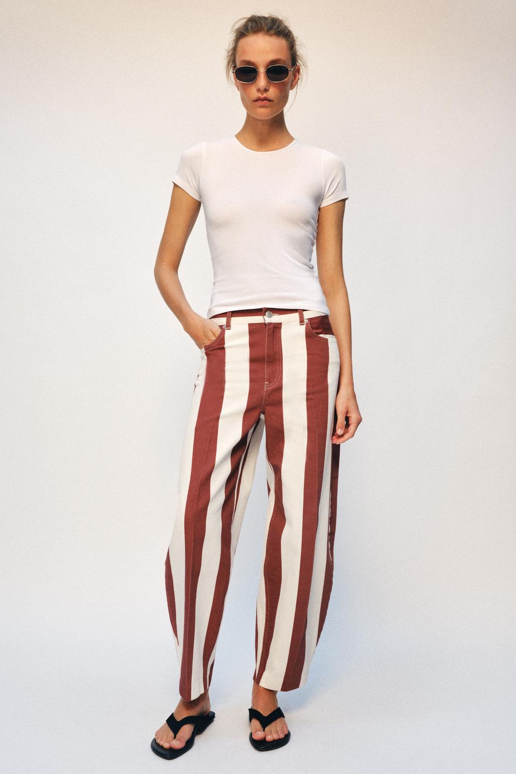 ДЖИНСЫ ZW COLLECTION TAPERED В ПОЛОСКУ С ВЫСОКОЙ ПОСАДКОЙ