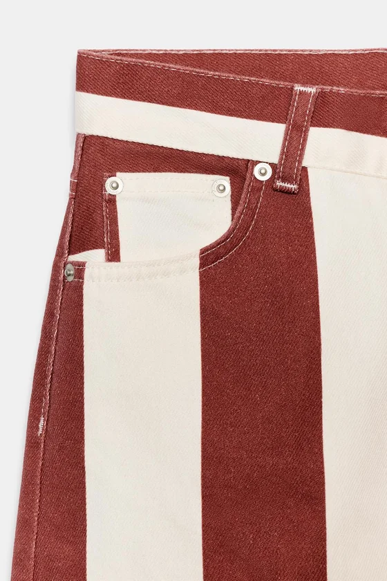 ДЖИНСЫ коллекция Zara «ZW» TAPERED В ПОЛОСКУ С ВЫСОКОЙ ПОСАДКОЙ