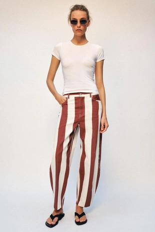 Джинсы Zw Collection Tapered в полоску с высокой посадкой- Заказать в России