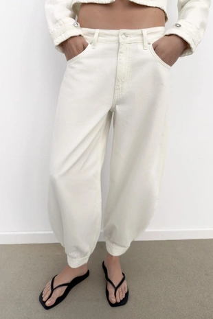 Купить Zara Джинсы TRF BALLON со средней посадкой и шлевками