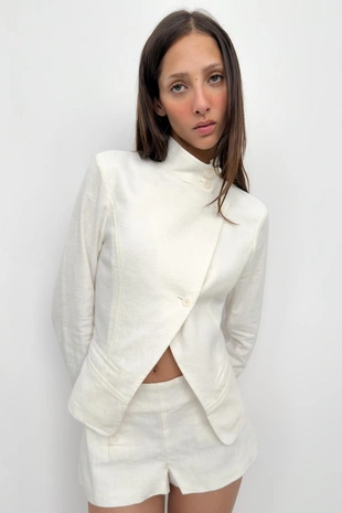 Шорты из рами с пуговицами- Заказать в России