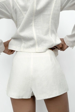 Шорты из рами с пуговицами- Заказать в России