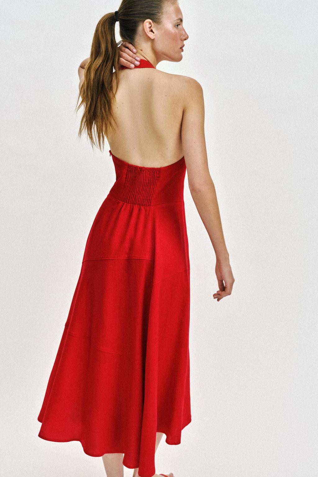 ПЛАТЬЕ МИДИ ИЗ ЛЬНА С ГОРЛОВИНОЙ ХАЛТЕР