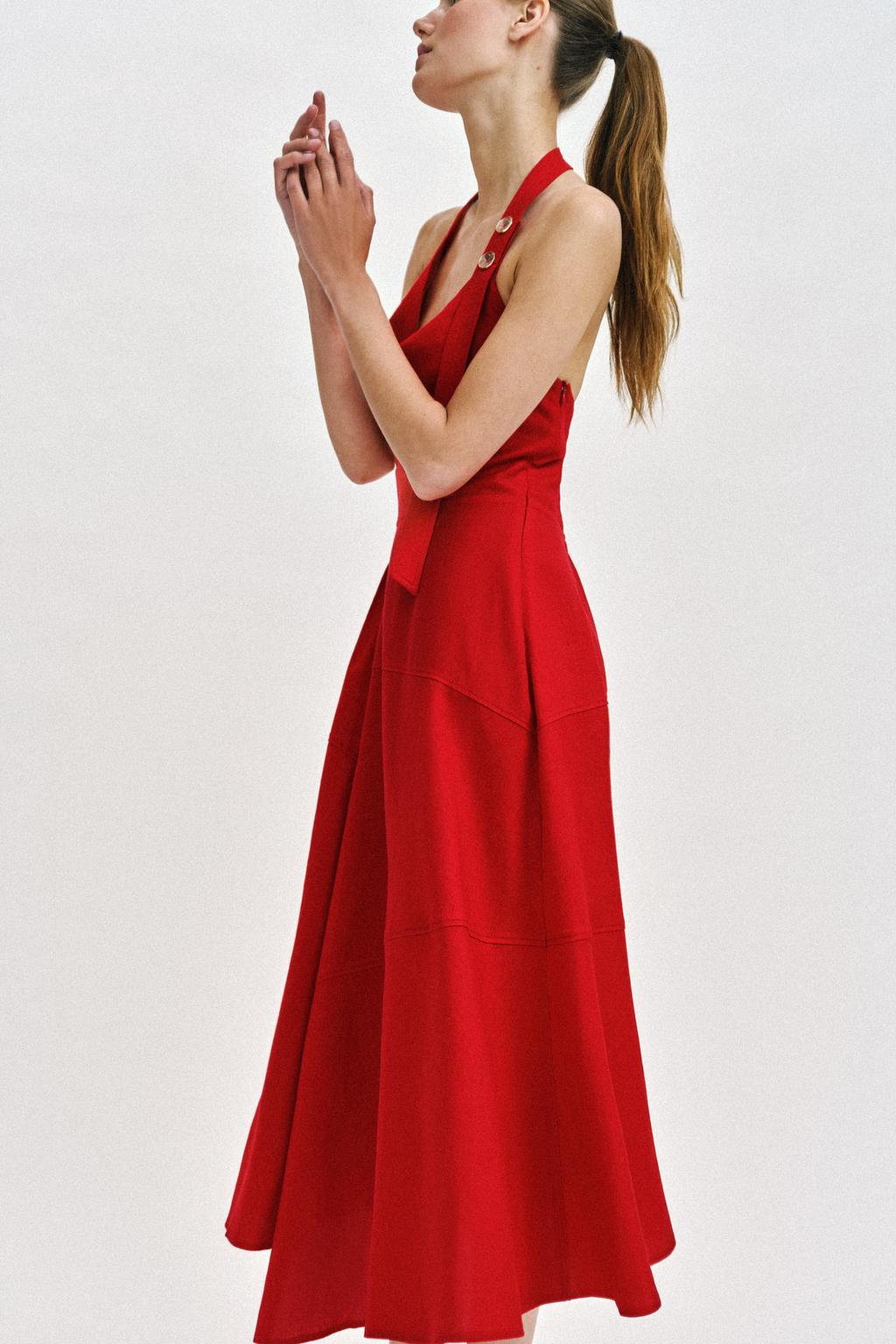 ПЛАТЬЕ МИДИ ИЗ ЛЬНА С ГОРЛОВИНОЙ ХАЛТЕР