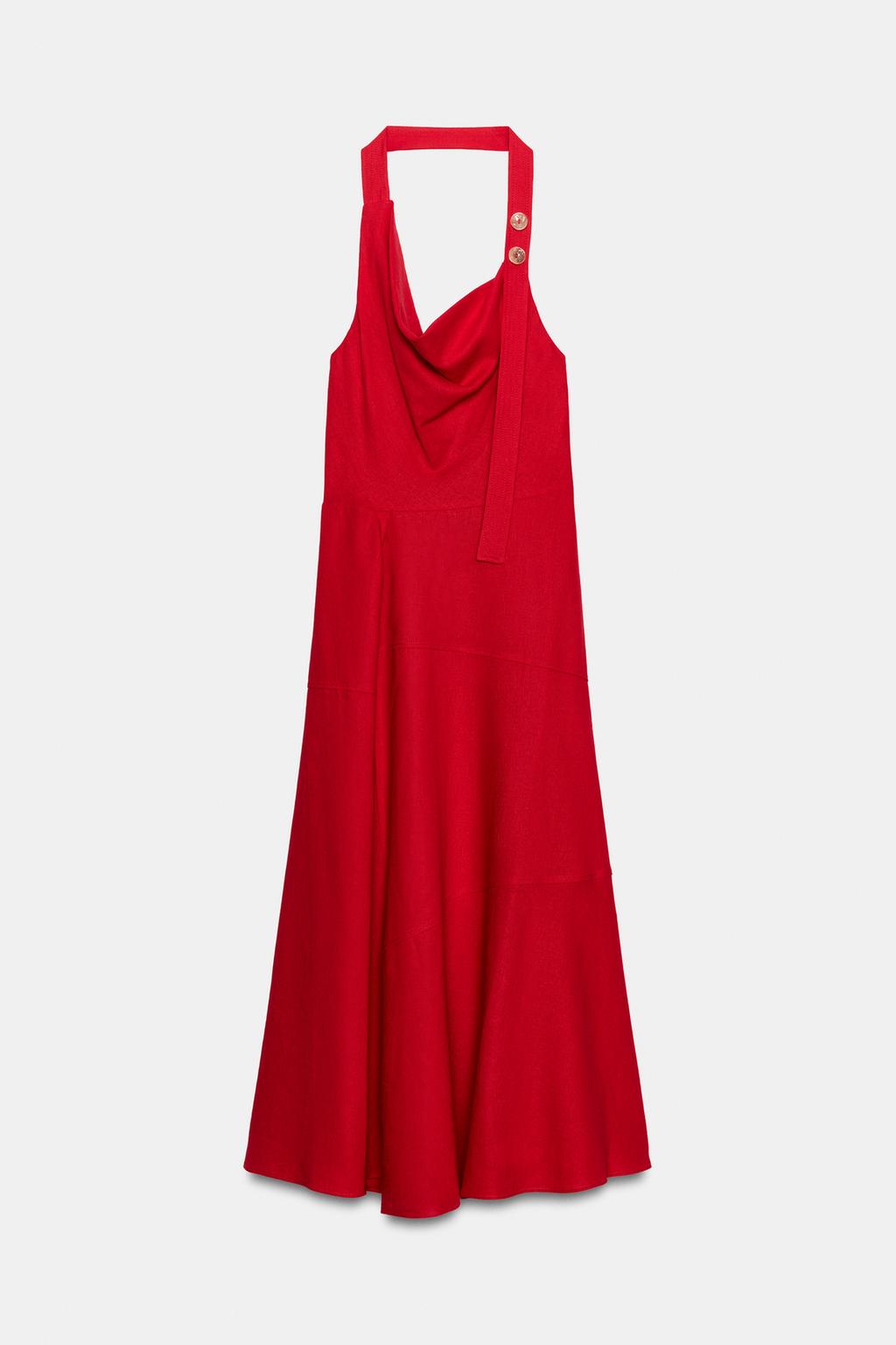 ПЛАТЬЕ МИДИ ИЗ ЛЬНА С ГОРЛОВИНОЙ ХАЛТЕР