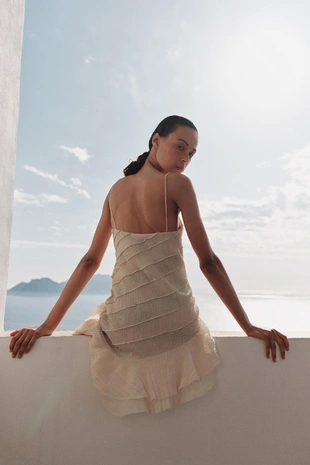 Платье-комбинация с бусинами- Заказать в России