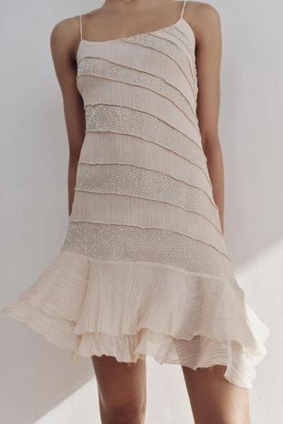 Платье-комбинация с бусинами- Заказать в России