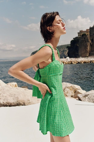 Короткое платье в клетку виши- Заказать в России