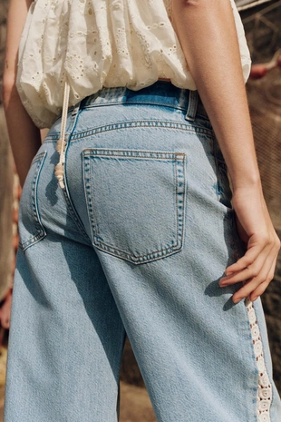 Джинсы Z1975 Wide Leg с высокой посадкой и вязаными деталями- Заказать в России