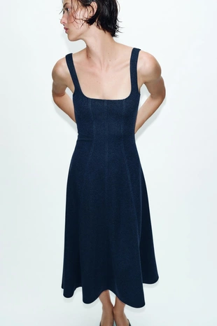 Платье миди на бретелях