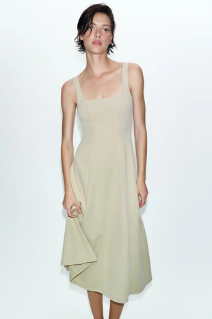 Платье миди на бретелях- Заказать в России