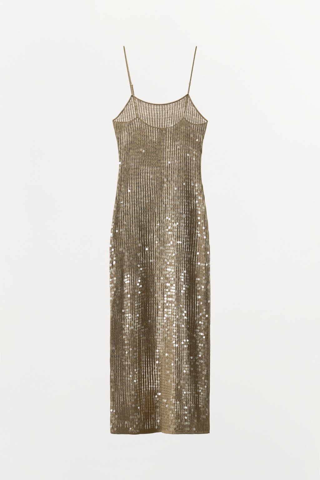 ПЛАТЬЕ МИДИ ИЗ ТРИКОТАЖА С ПАЙЕТКАМИ