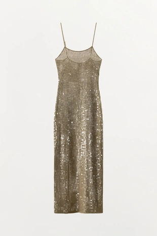 Платье миди из трикотажа с пайетками- Заказать в России