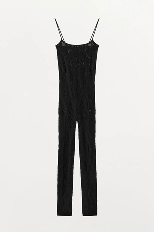 Длинный бесшовный кружевной комбинезон- Заказать в России