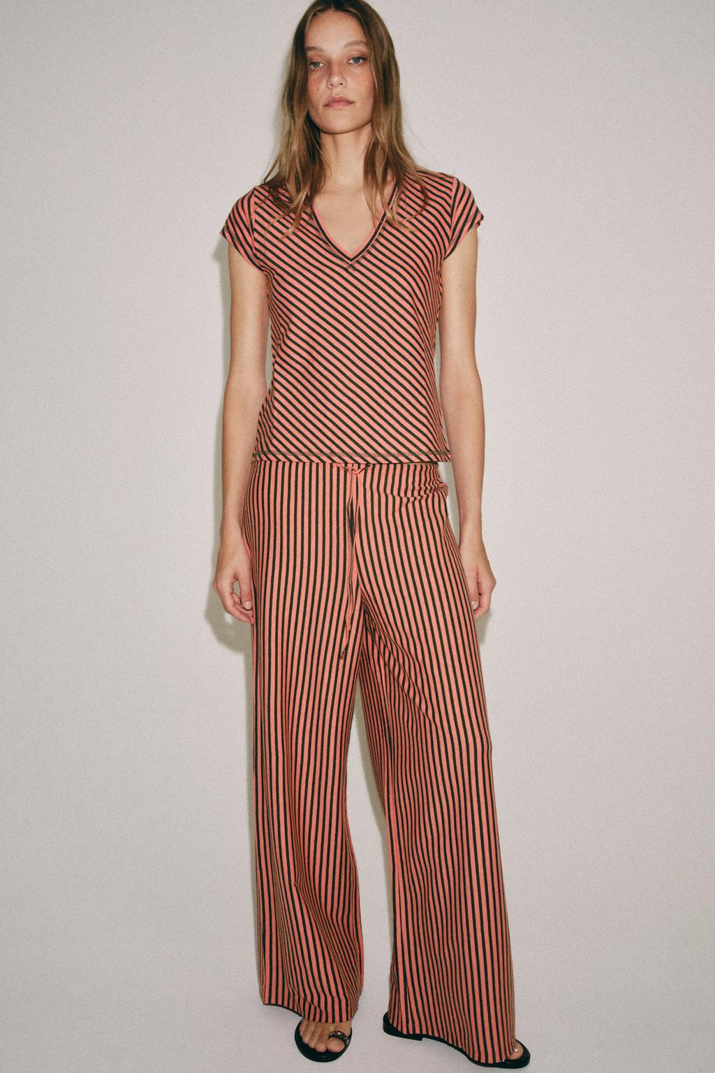 БРЮКИ В ПОЛОСКУ ИЗ СМЕСОВОГО ЛЬНА