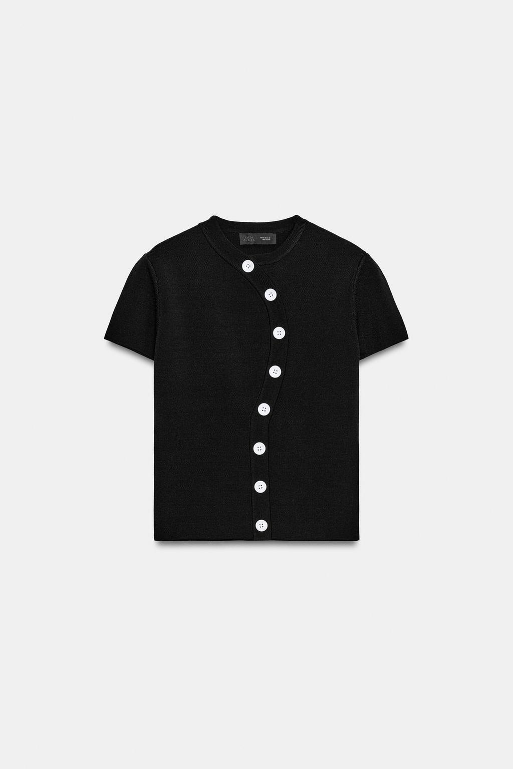 ТРИКОТАЖНЫЙ ТОП С АСИММЕТРИЧНОЙ ЗАСТЕЖКОЙ