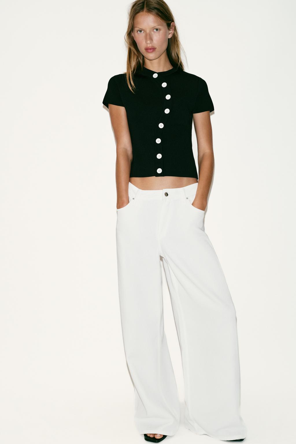 ТРИКОТАЖНЫЙ ТОП С АСИММЕТРИЧНОЙ ЗАСТЕЖКОЙ